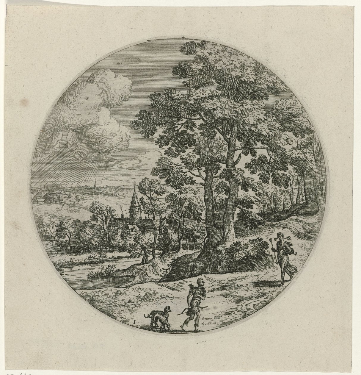 Procris Gives Cephalus a Magic Arrow (series: Cephalus and Procris) by Philips Galle (attributed to workshop of)