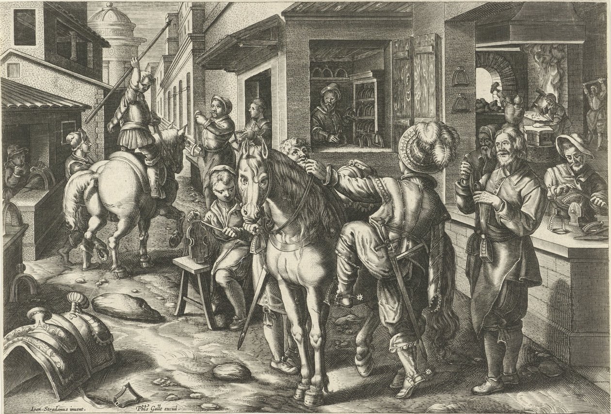 Stirrups (New Inventions and Discoveries series) by Philips Galle (attributed to workshop of)