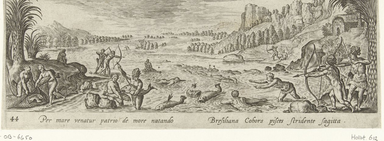 Fishing by Native Americans by Philips Galle (attributed to workshop of)
