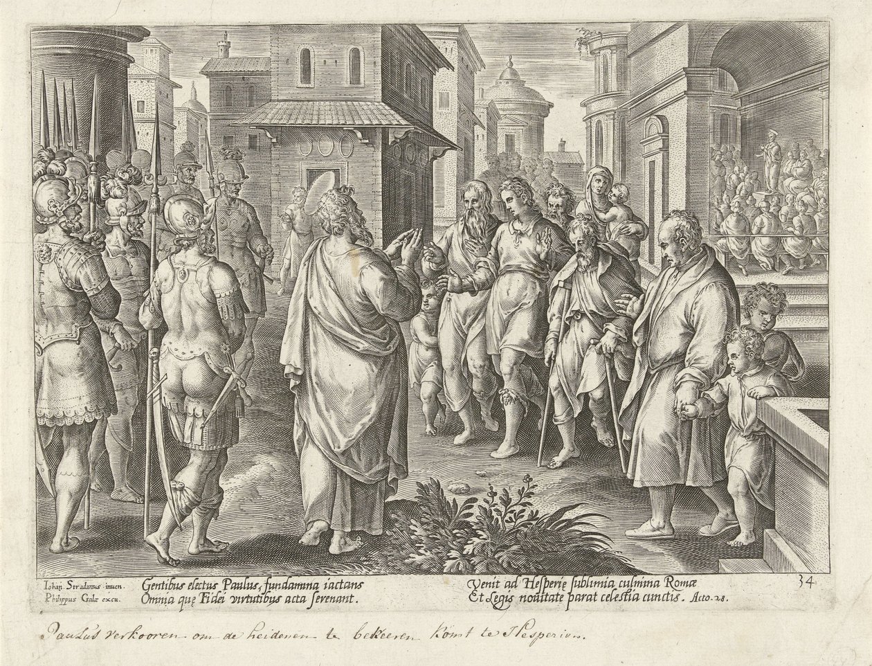 Paul Preaching the Doctrine of Christ in Rome by Philips Galle (possibly)