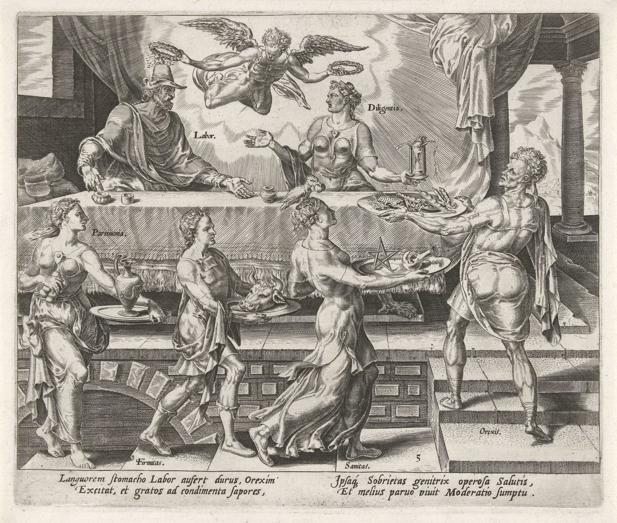 Labor and Diligence Rewarded with a Virtuous Life (Rewards for Labor and Diligence) by Philips Galle