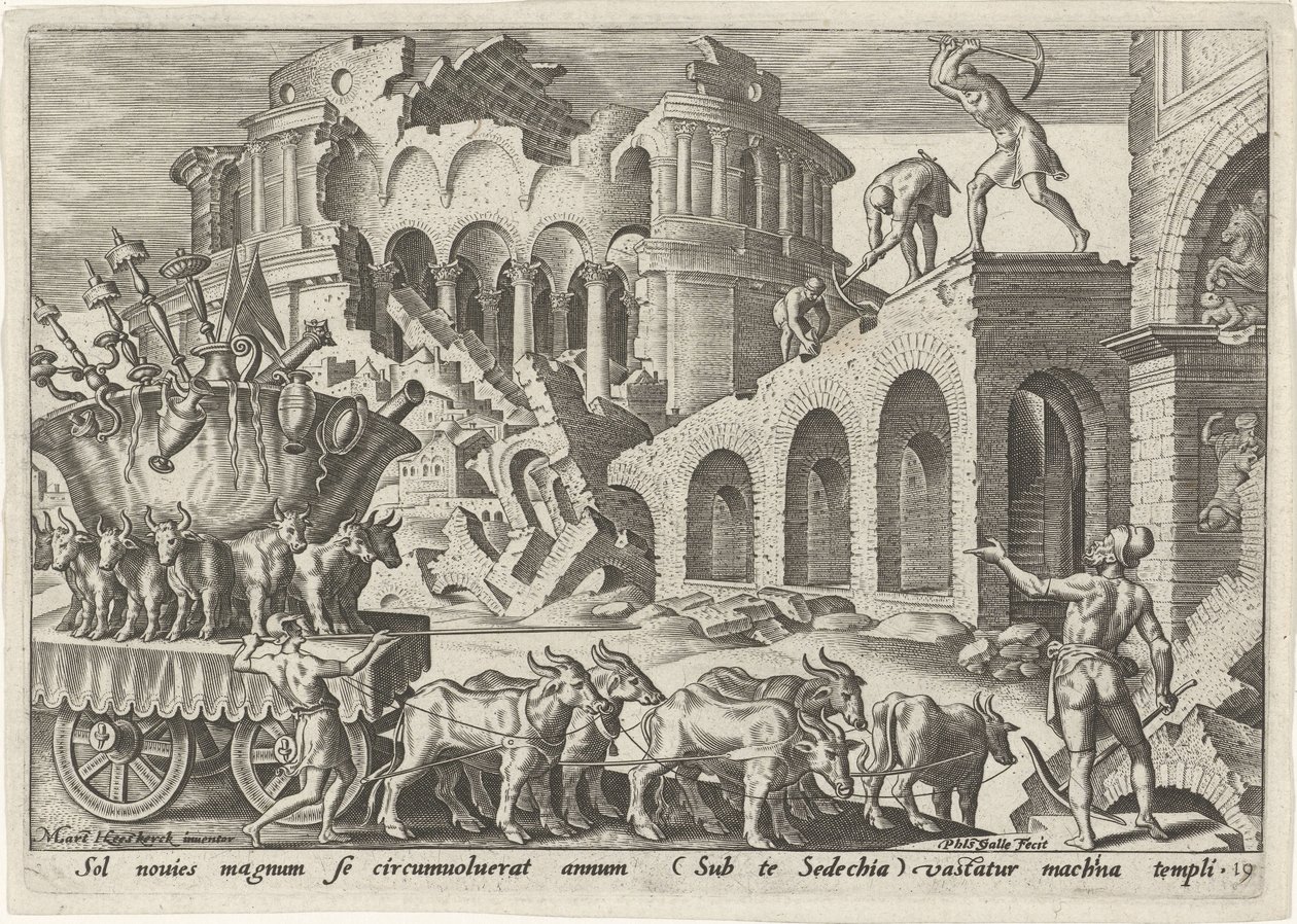 The Chaldeans Plunder the Temple of Jerusalem (The Days of Calamity of the Jewish People) by Philips Galle