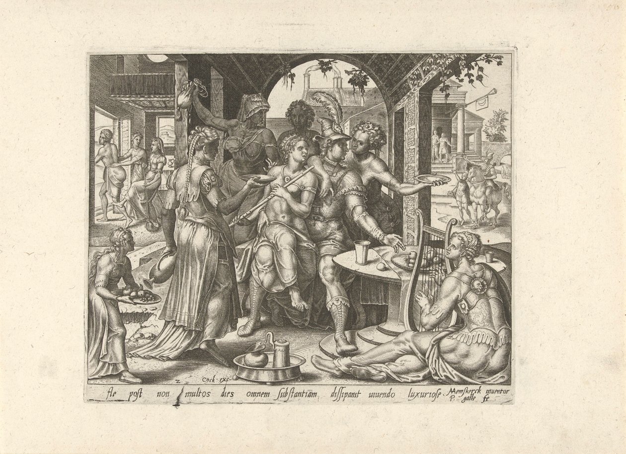 The Prodigal Son Wastes His Inheritance (Parable of the Prodigal Son) by Philips Galle