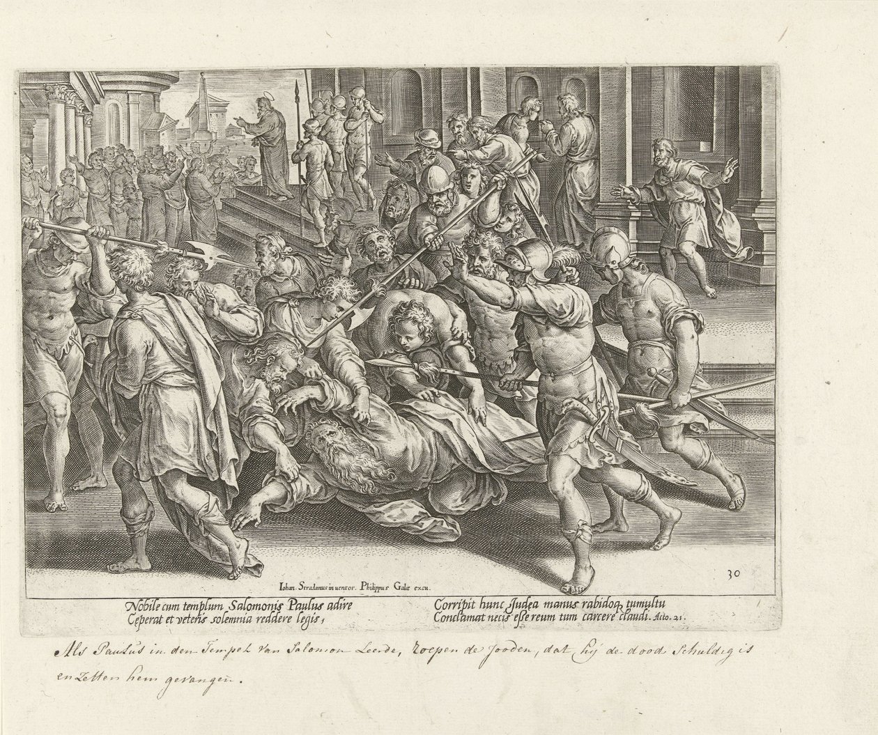 Arrest of Paul in Jerusalem by Philips Galle