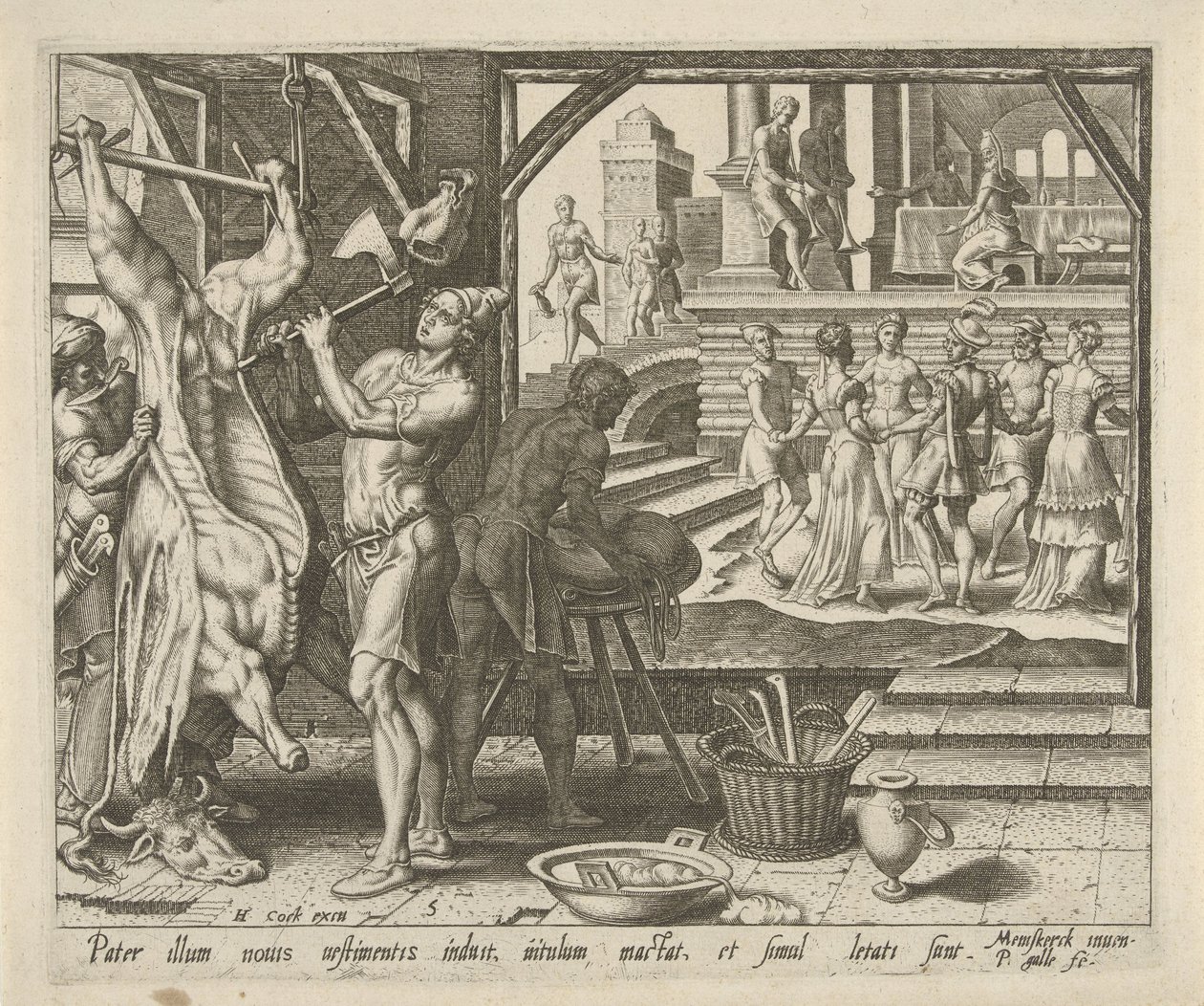 The Fattened Calf is Slaughtered by Philips Galle
