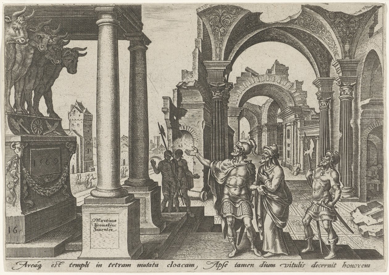 Jehu Worships the Idol of the Golden Calves (The Days of Calamity of the Jewish People) by Philips Galle