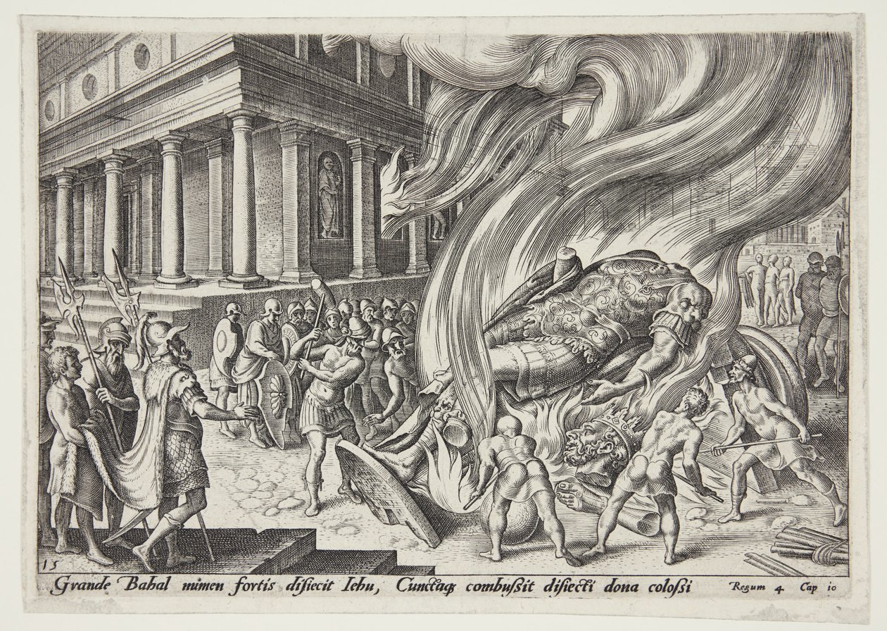 Jehu Destroying the Temple and Statue of Baal by Philips Galle