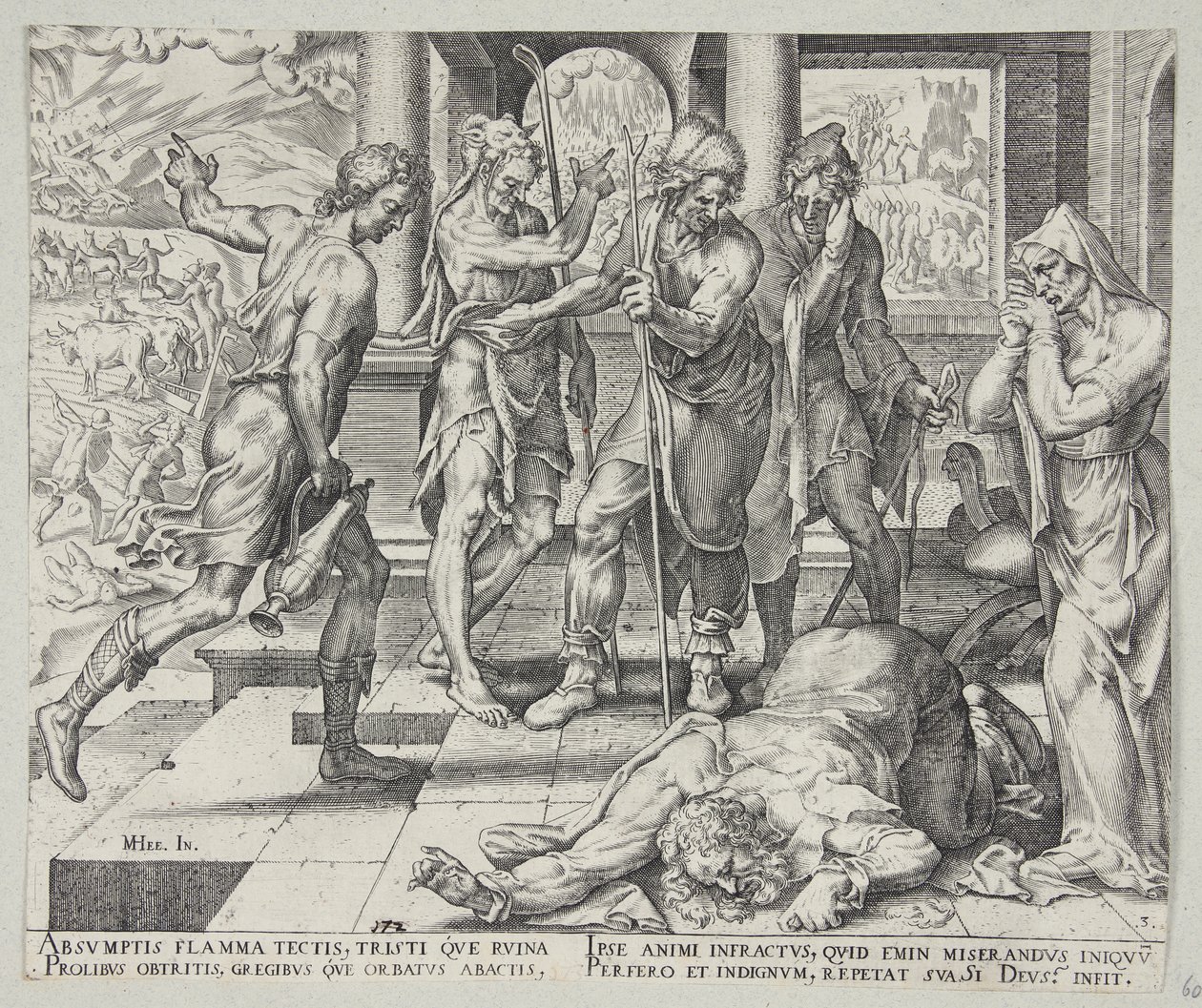 Job Receiving the Ill-News of His Misfortunes by Philips Galle