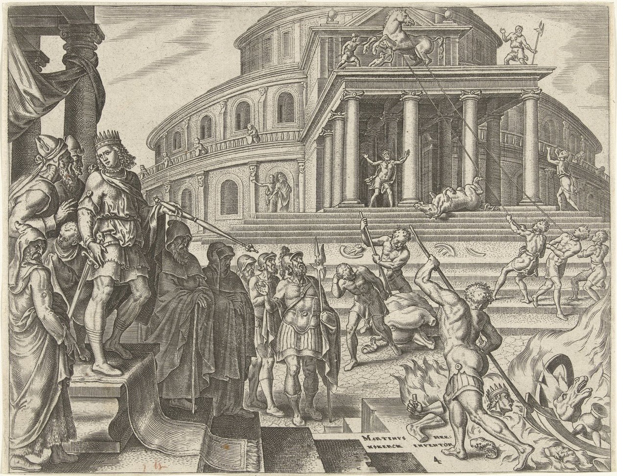 King Josiah Removes the Horses and Chariots Dedicated to the Sun by Philips Galle