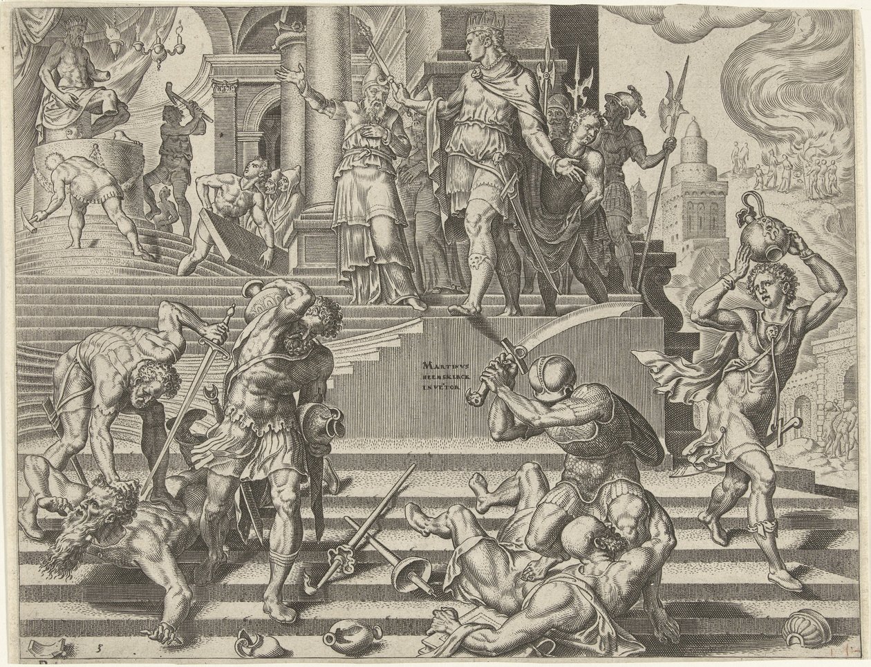 King Josiah Orders the Destruction of the Temple of Baal by Philips Galle