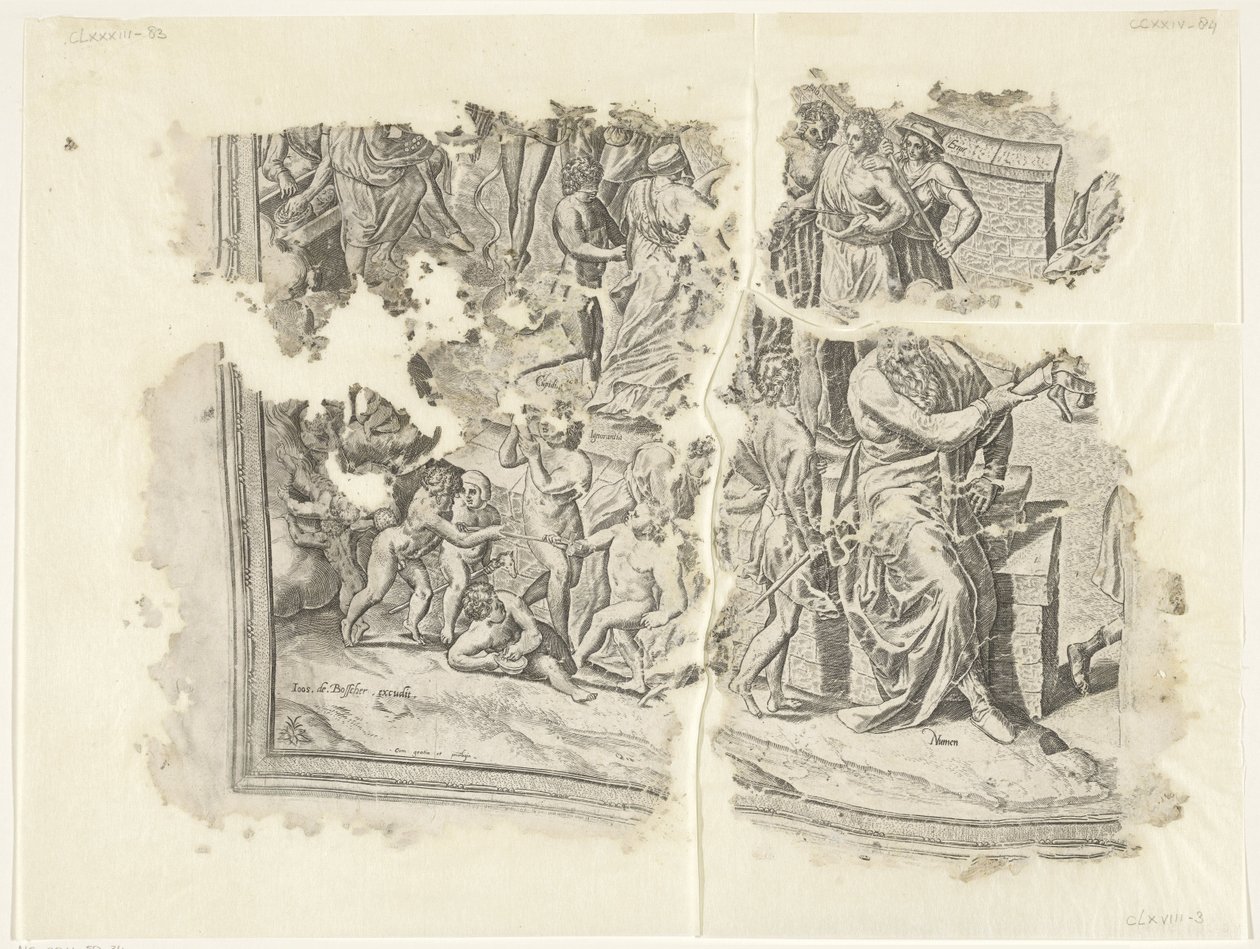 Lower Left Corner of a Print of the Scene of Cebes by Philips Galle