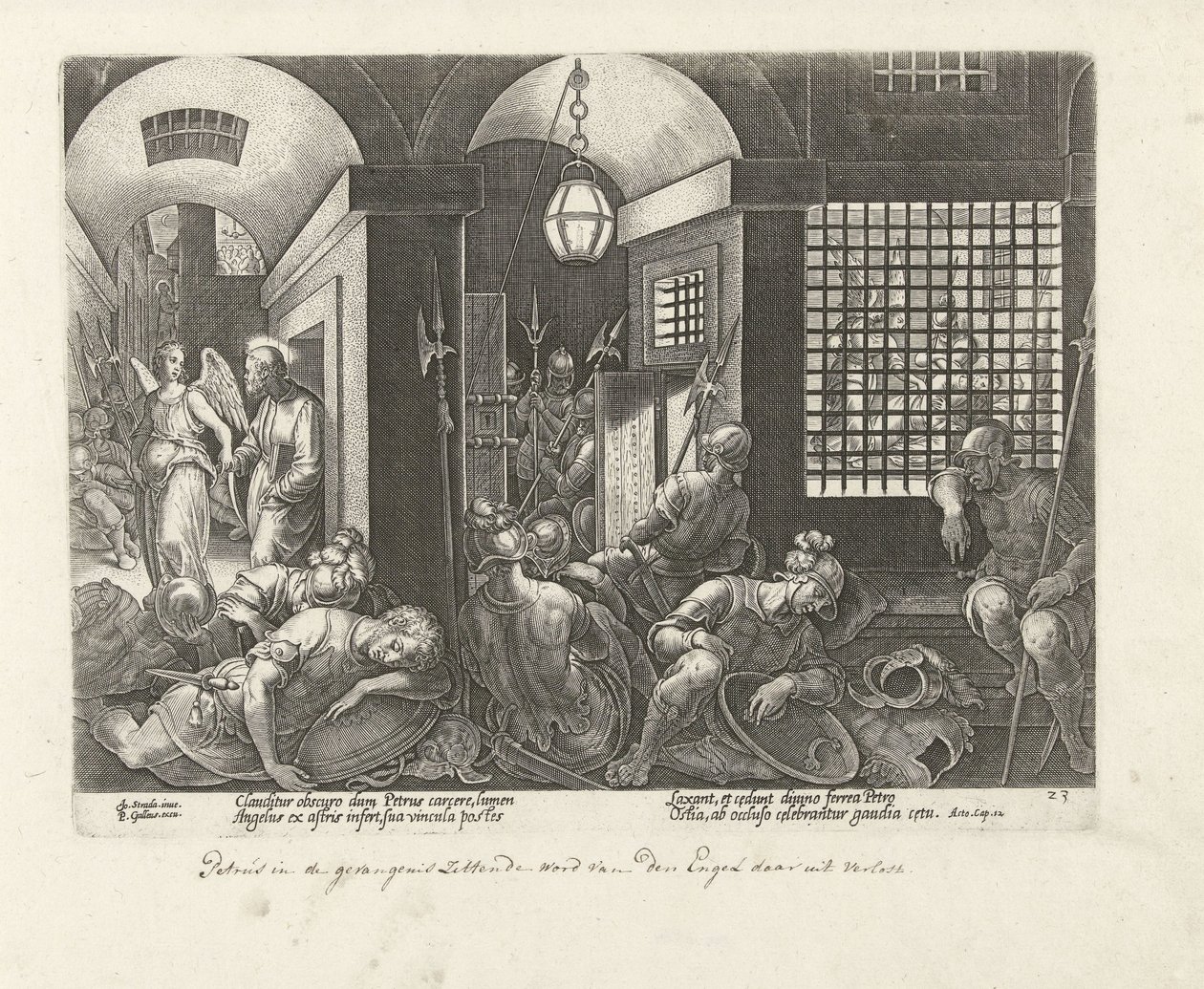 Peter Freed from Prison by the Angel (Acts of the Apostles) by Philips Galle
