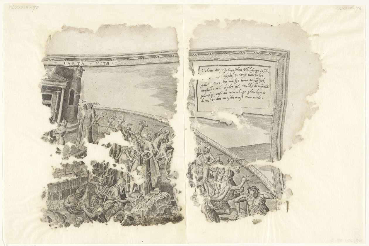 Upper Right Corner of a Print of the Scene of Cebes by Philips Galle