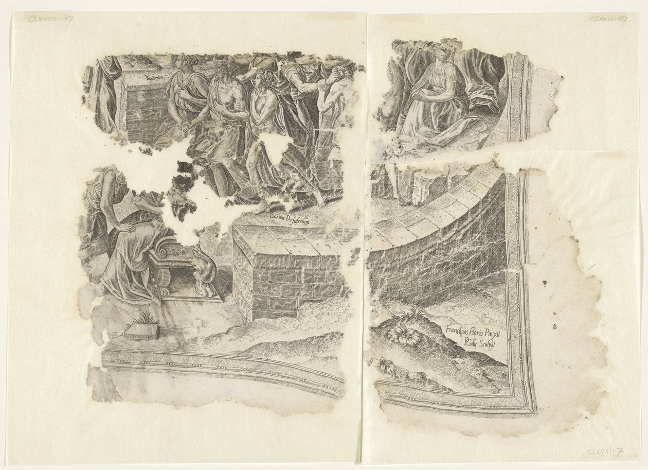 Lower Right Corner of a Print of the Scene of Cebes by Philips Galle