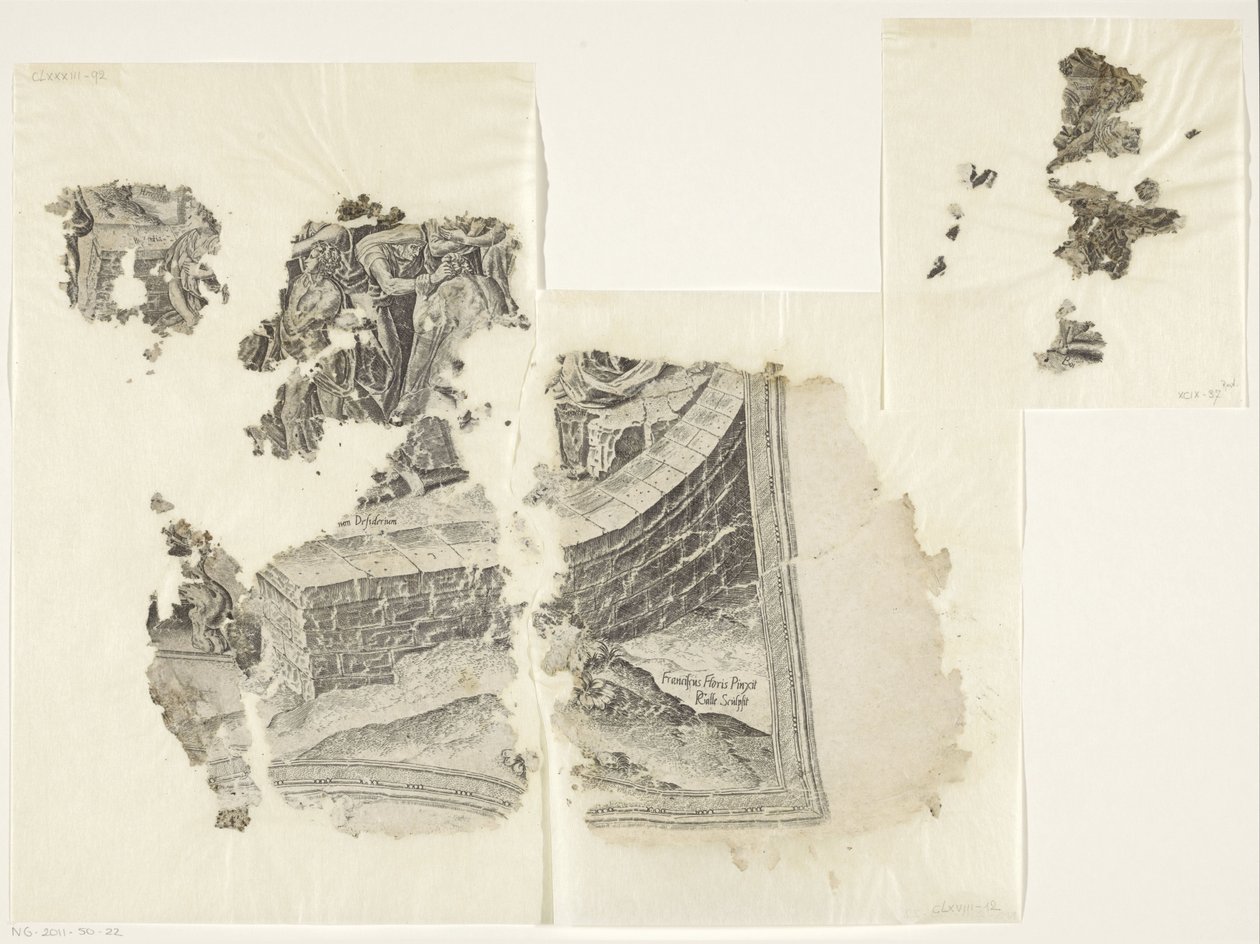 Lower Right Corner of a Print of the Scene of Cebes by Philips Galle
