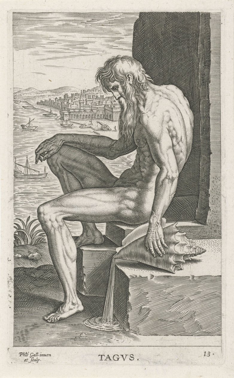 River God Tagus by Philips Galle