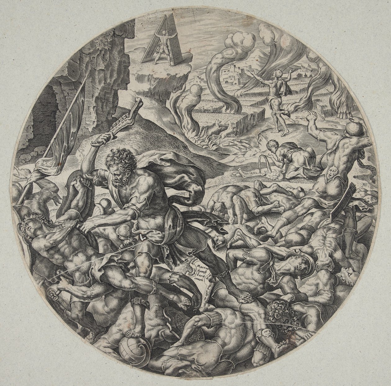 Samson Smiting the Philistines with the Jawbone of an Ass by Philips Galle