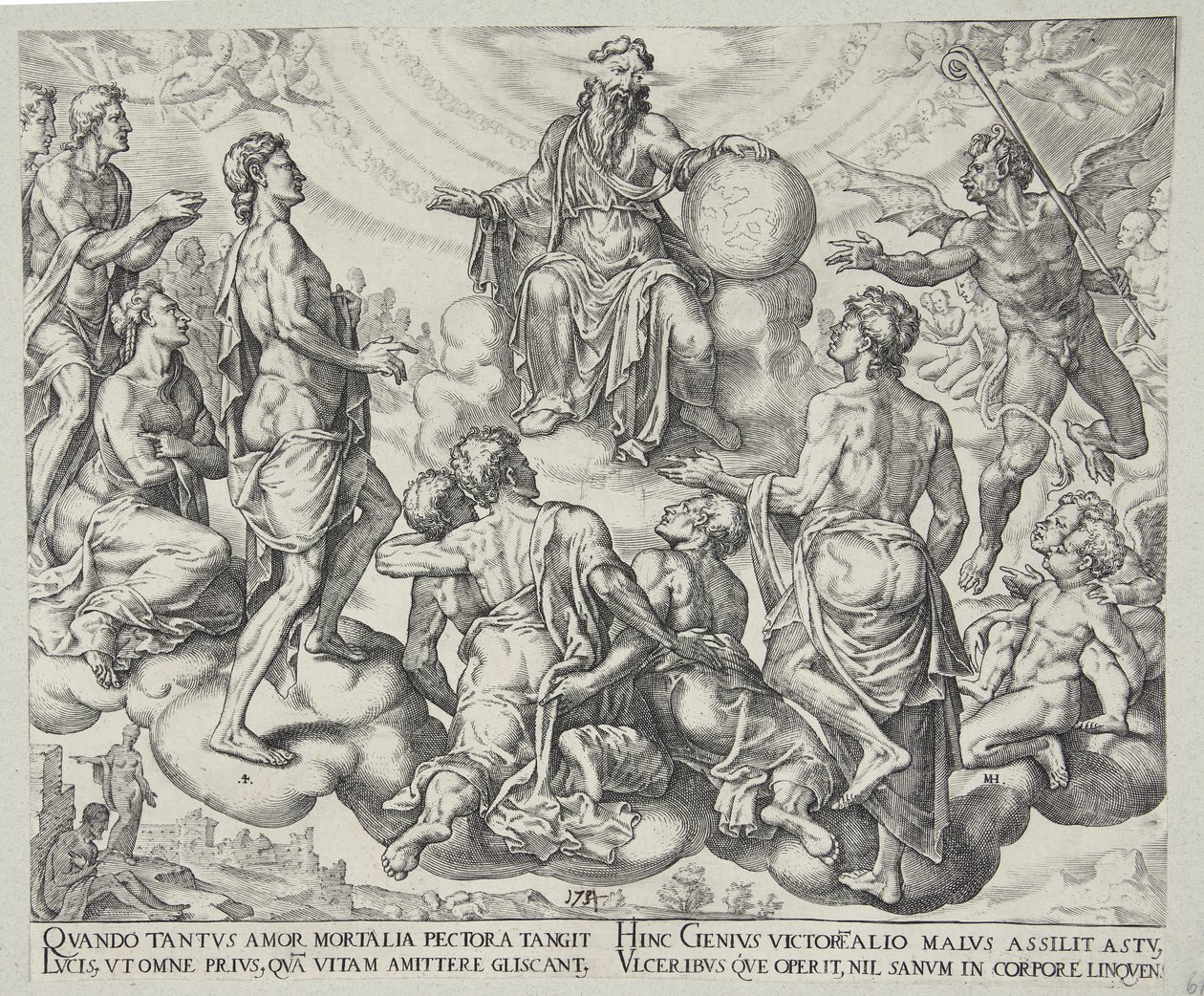 Satan Challenging the Lord to Remove His Protection from Job by Philips Galle