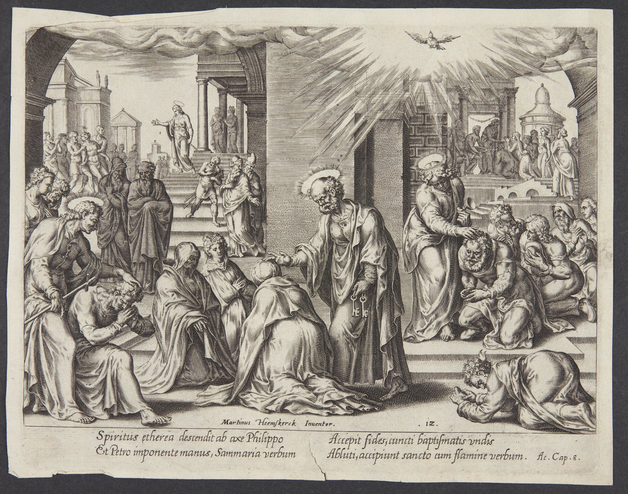 St. Peter, St. John and St. Philip Laying Their Hands on the Baptized at Samaria by Philips Galle