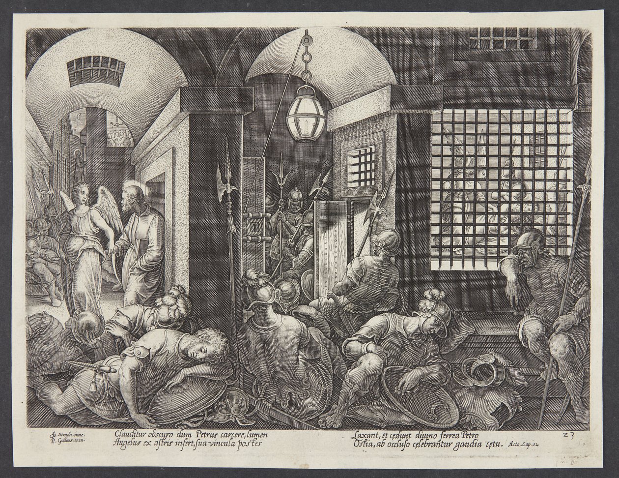 St. Peter Freed from Prison by the Angel by Philips Galle