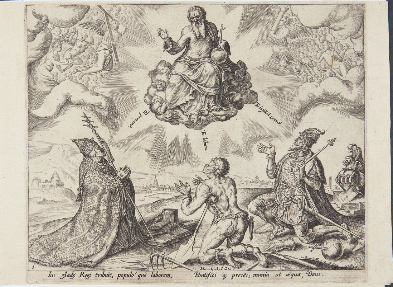 The Lord Assigning Duties to the Three Estates by Philips Galle