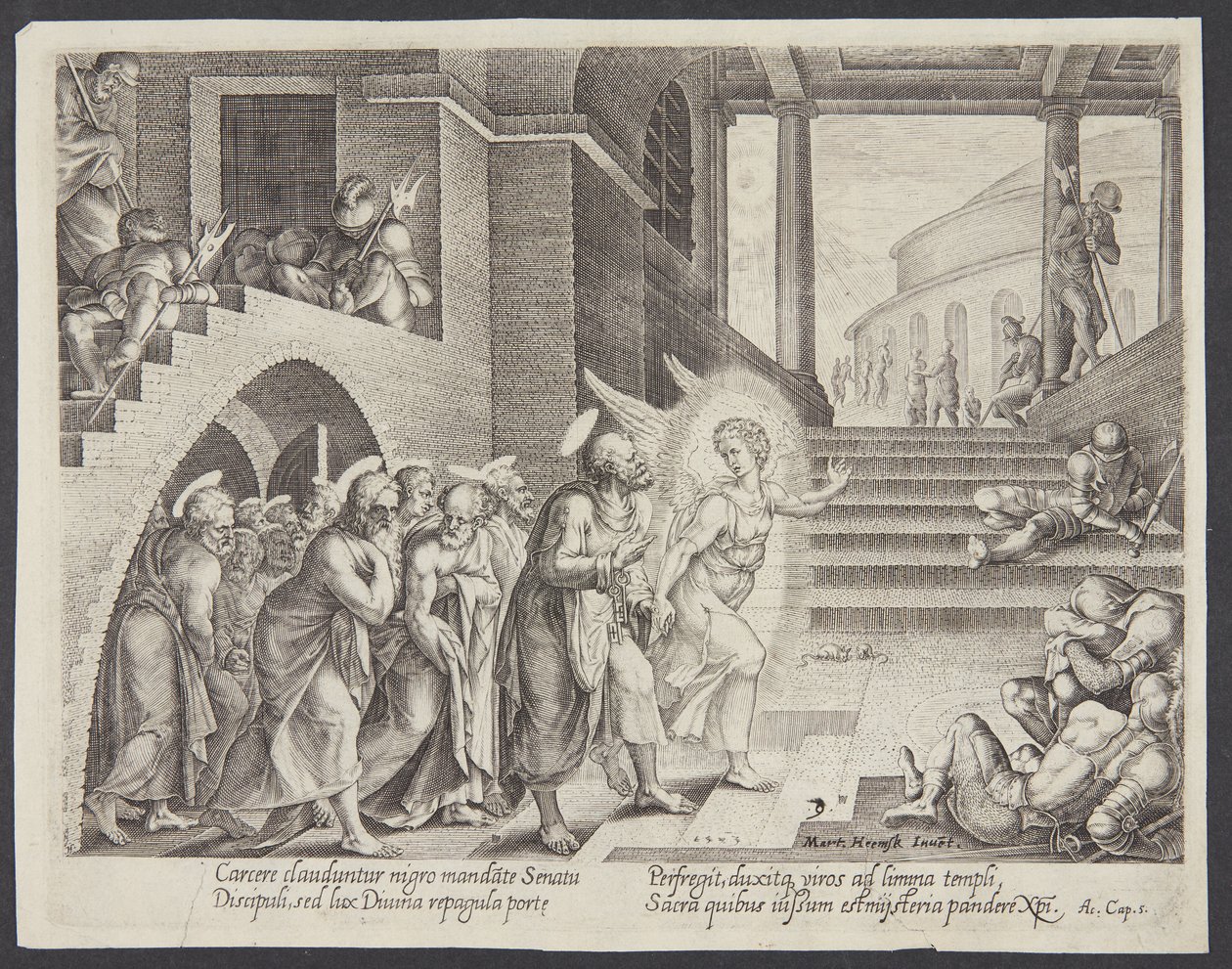 The Angel Delivering the Apostles Out of the Prison by Philips Galle