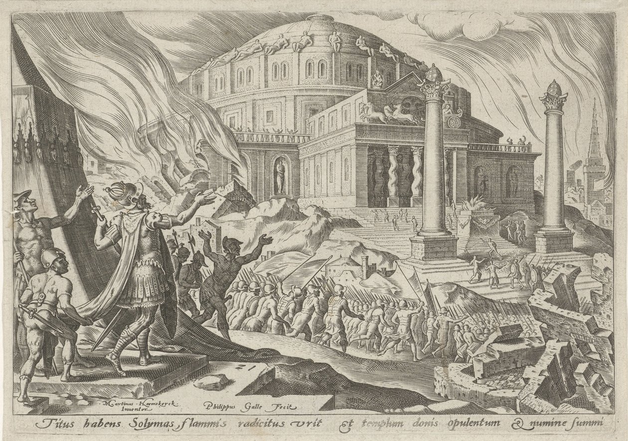 Destruction of Jerusalem by Emperor Titus by Philips Galle