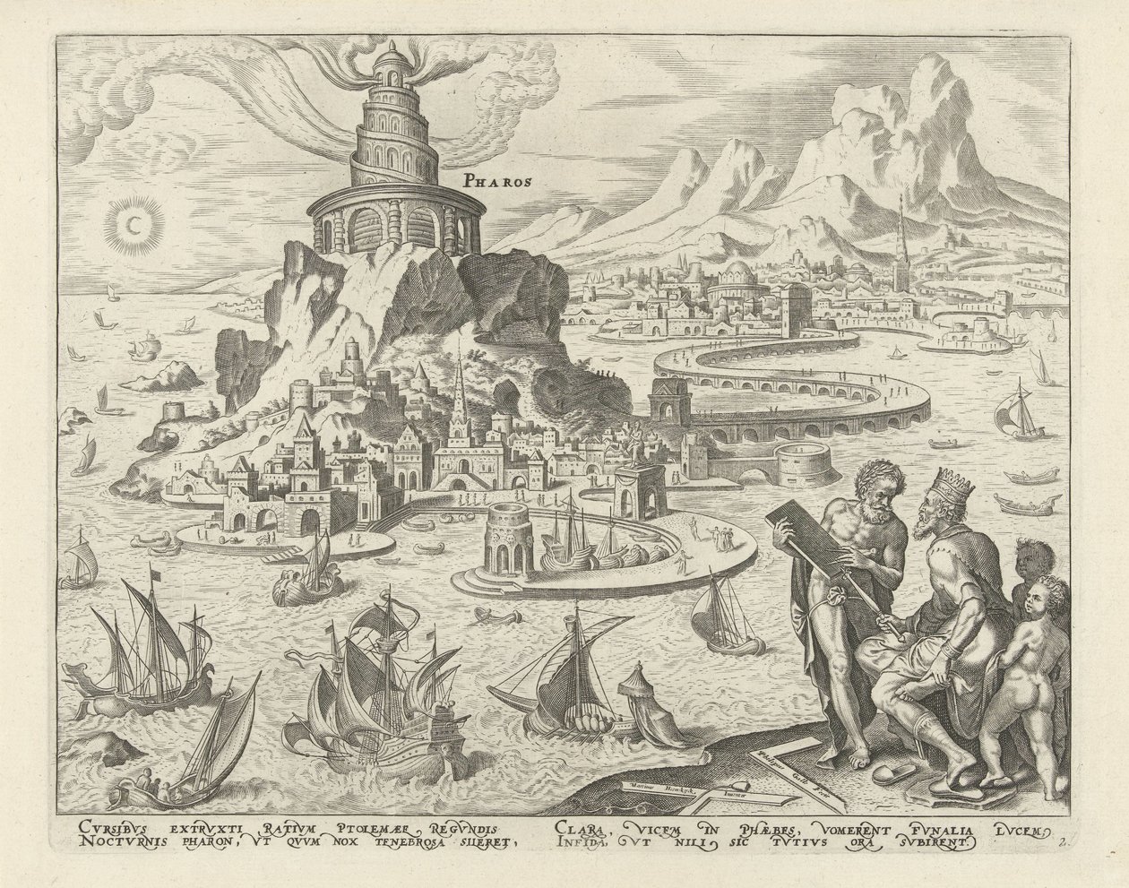 Lighthouse of Alexandria, The Eight Wonders of the World (series title) by Philips Galle