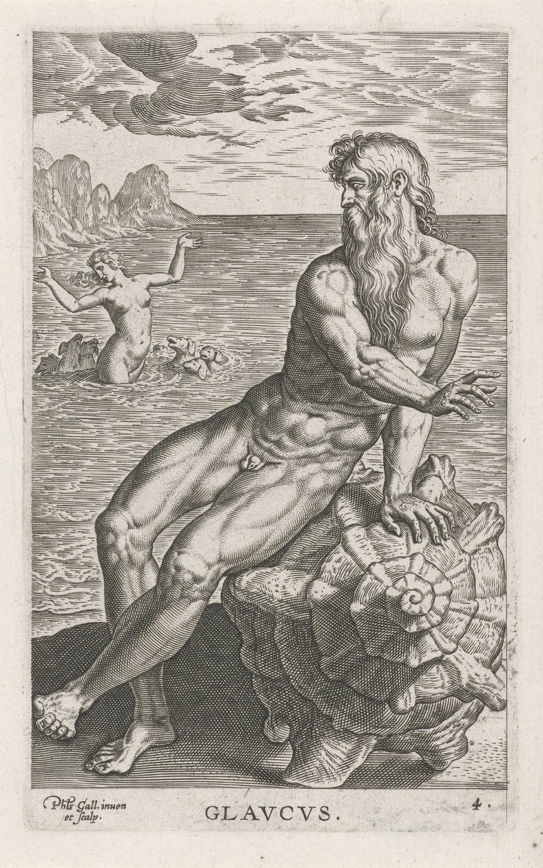Sea God Glaucus (River and Sea Gods) by Philips Galle