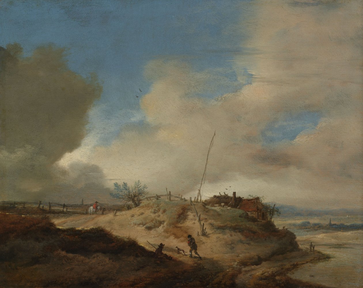 Dune Landscape with a Signal Post by Philips Wouwermans or Wouwerman