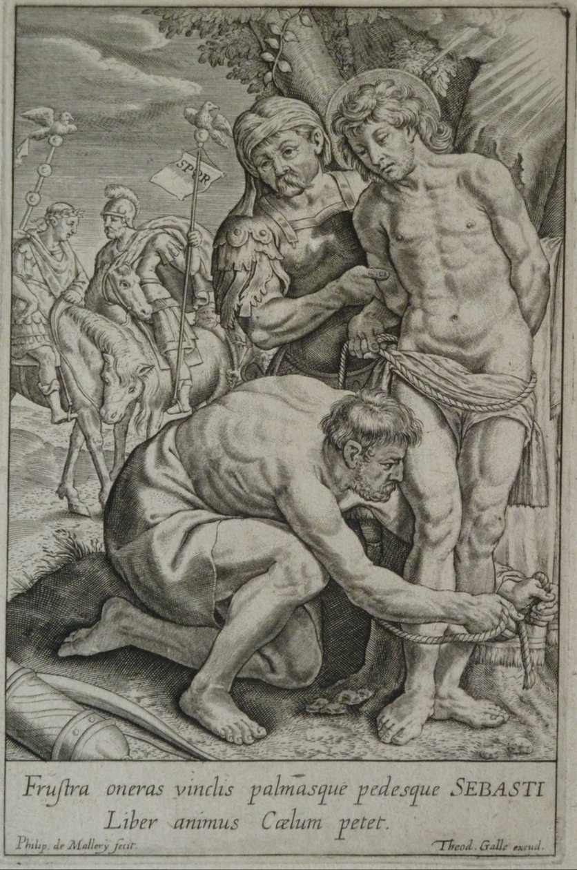 St Sebastian is Tied to a Tree by Two Soldiers by Philips van Mallery