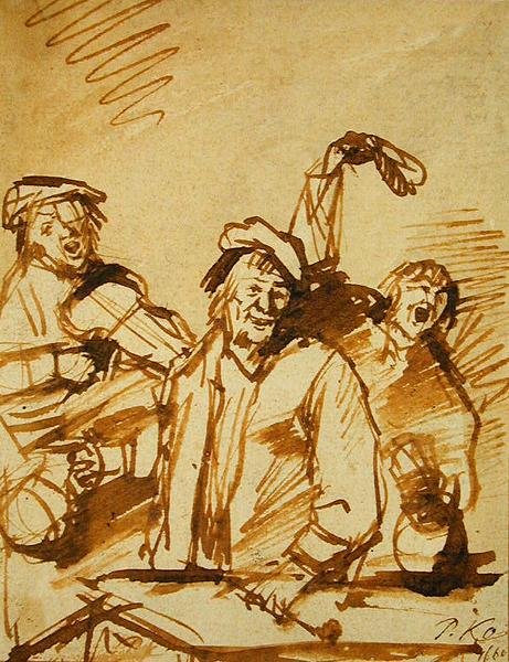 Three Cheerful Young Men, 1660 by Phillips de Koninck