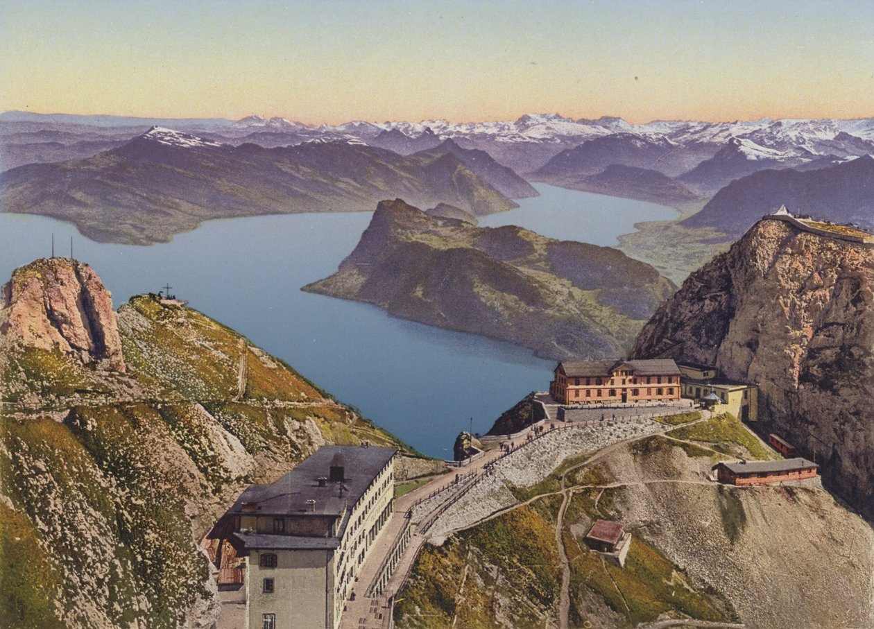 Pilatus-Kulm (2133m) Lake Lucerne and the Alps by Photographer Swiss