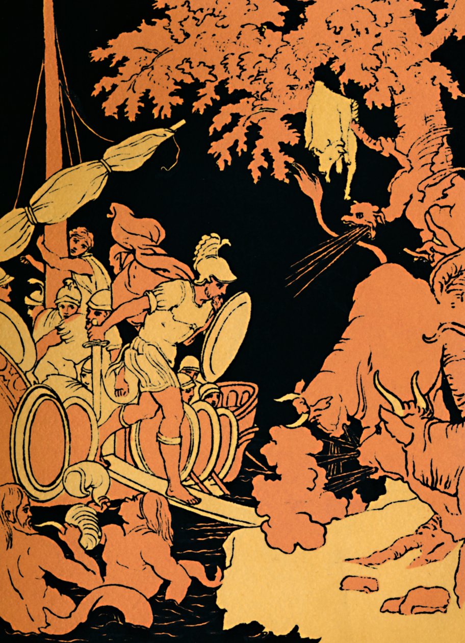 The Fire-Breathing Bulls, 1880 by Picart