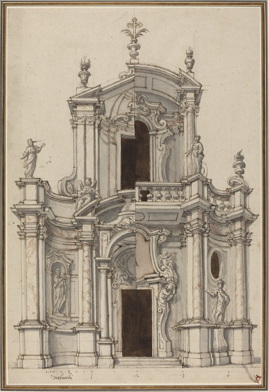 Elevation for a Church Facade, with Alternatives by Piedmontese 18th Century