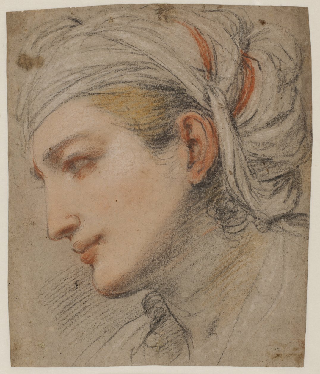 Head of a Young Woman with a Headcloth, in Profile to the Left by Pier Francesco Mola