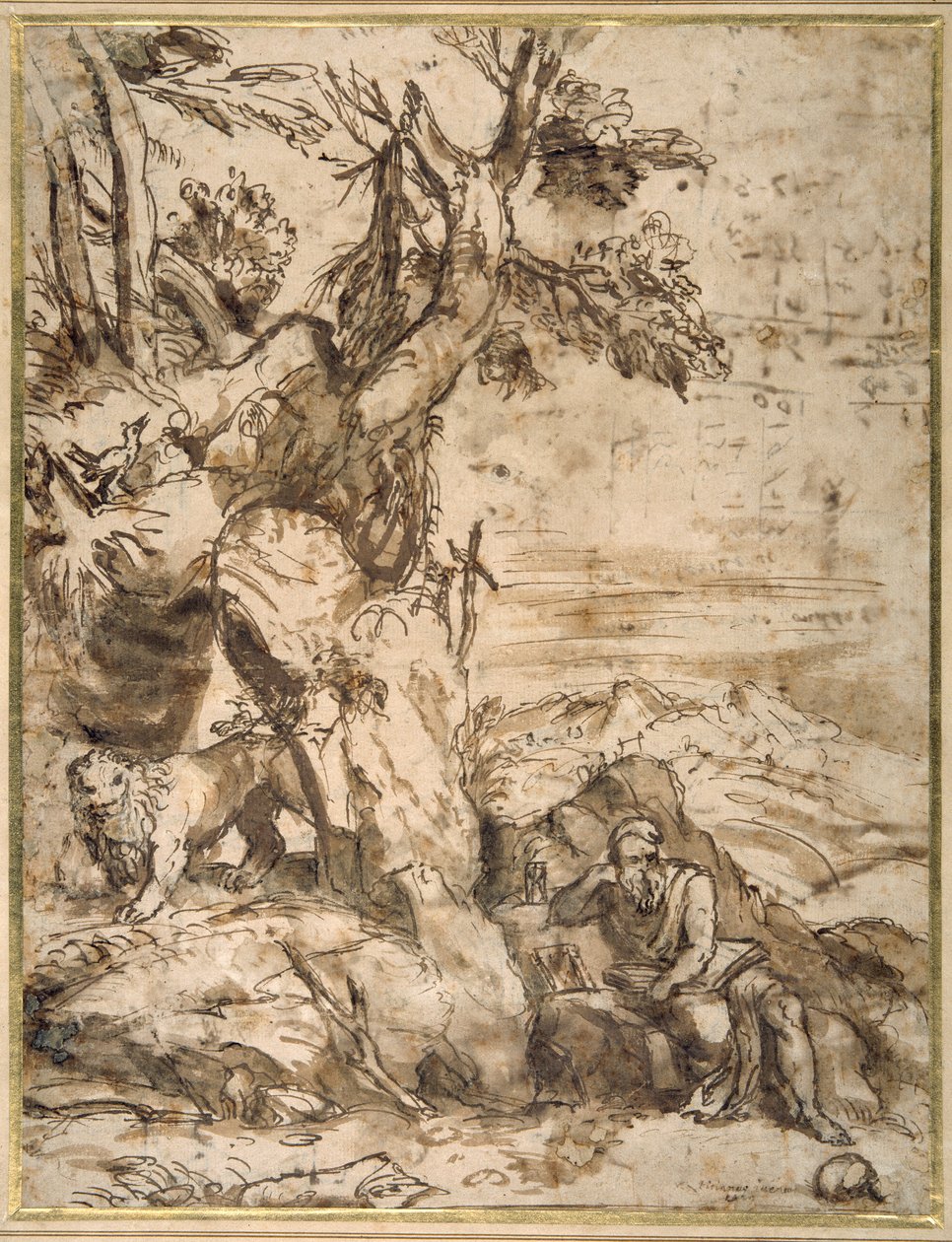 St Jerome Reading in the Wilderness, After Titian by Pier Francesco Mola