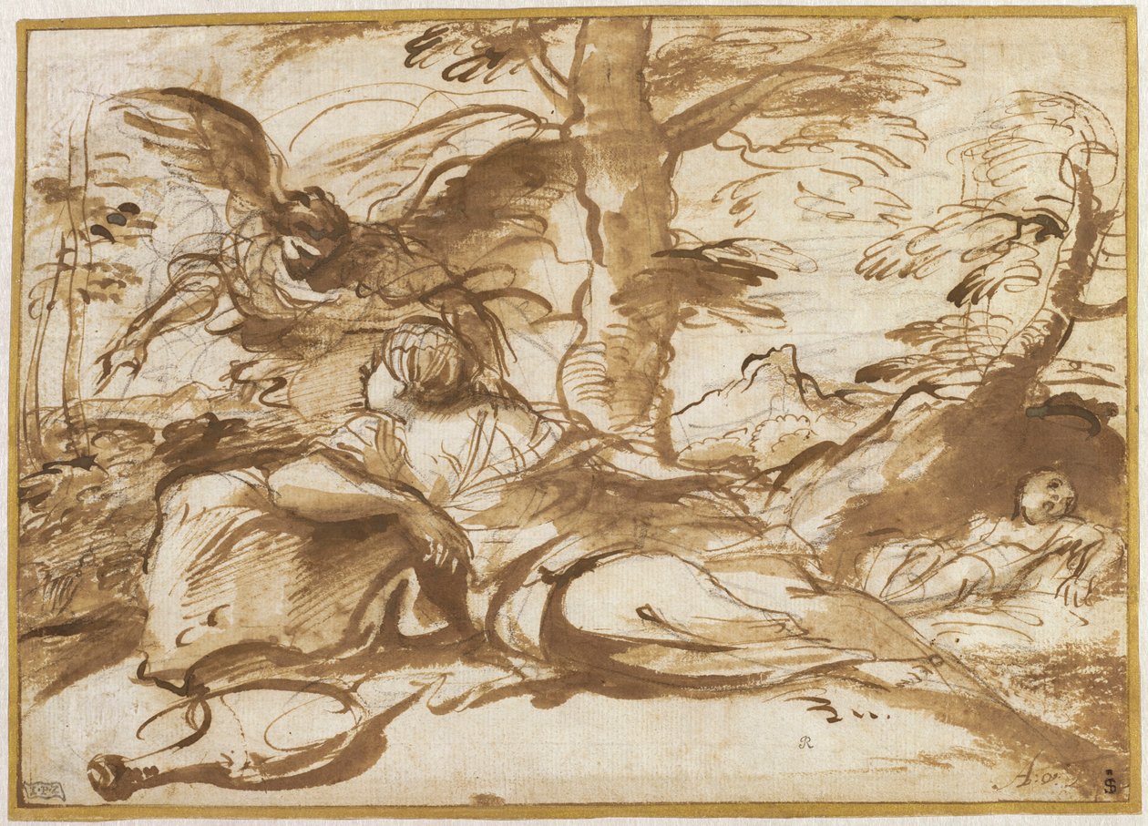 The Angel Appearing to Hagar in the Desert (recto), c.1660 by Pier Francesco Mola