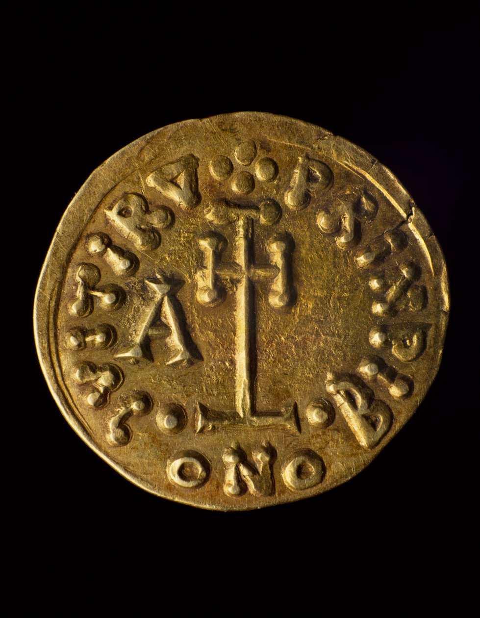 Solidus of Prince Arechi, verso, Lombard coins, 8th century by Blaise Nicolas Le Sueur