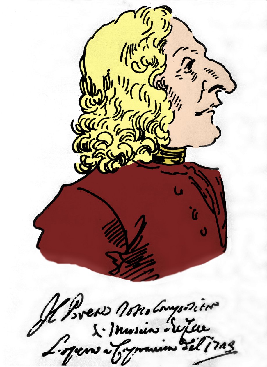 Antonio Vivaldi (1678 - 1741), Cartoon by Pierre Leone Ghezzi (1674 - 1755) by Pier Leone Ghezzi