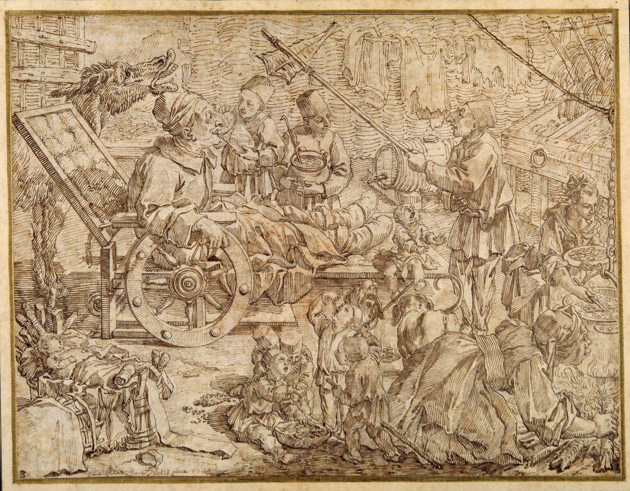 Polcinello invalided with gout by Pier Leone Ghezzi