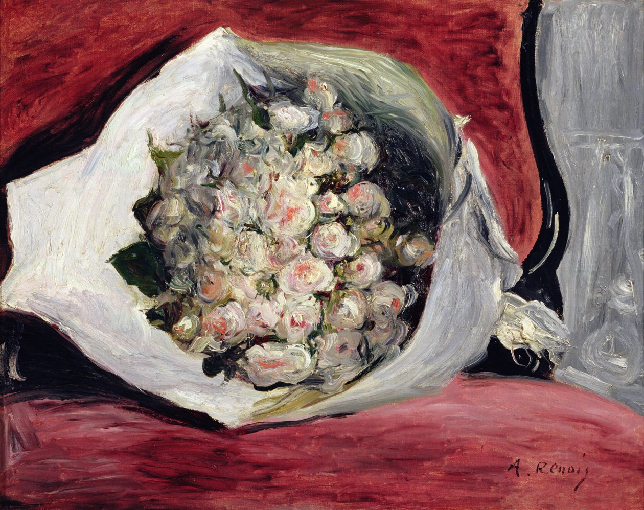 Bouquet in a theatre box, c.1878-80 by Pierre Auguste Renoir