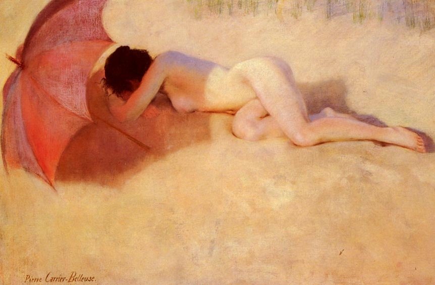 Nude under an Umbrella by Pierre Carrier Belleuse