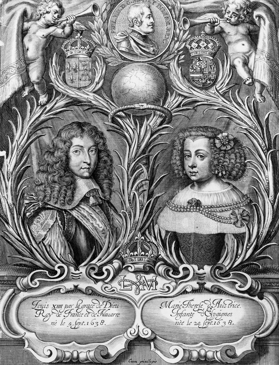 Louis XIV, King of France and Marie-Therese of Austria, engraved by Pieter II de Jode, 1660 by Pierre Cocus