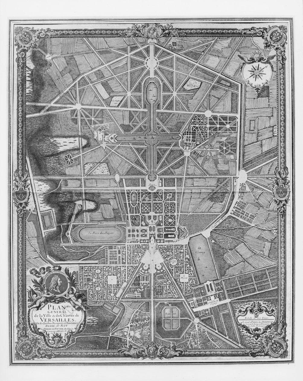 General Plan of the Town and Chateau of Versailles, with Its Gardens, Forests and Fountains by Pierre Lepautre
