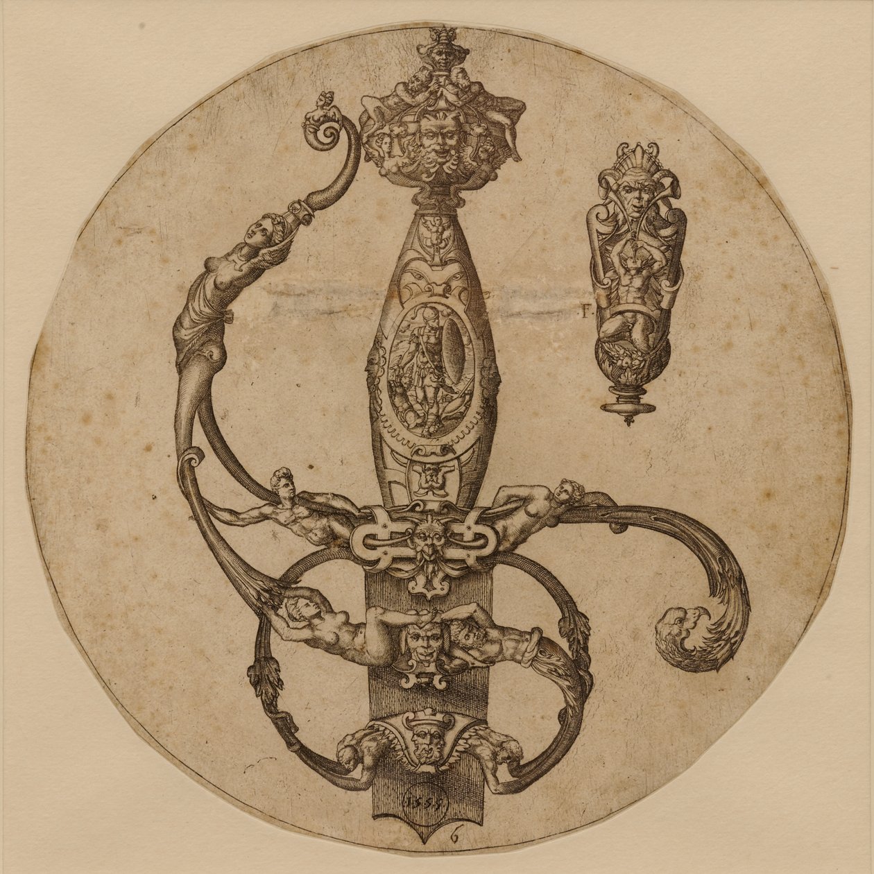 Sword Hilt of the Armed Warrior by Pierre Woeiriot