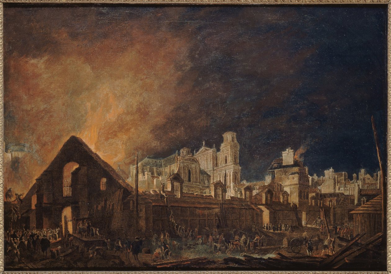 The Saint-Germain Fair during the fire (night of March 16-17) by Pierre Antoine Demachy