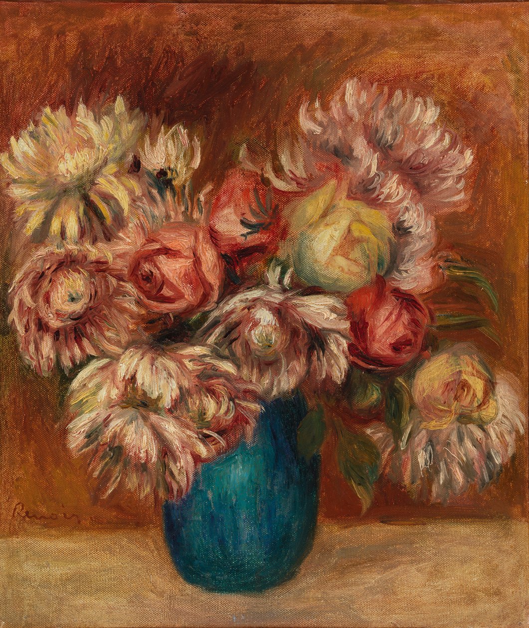 Flowers in a Green Vase by Pierre-Auguste Renoir