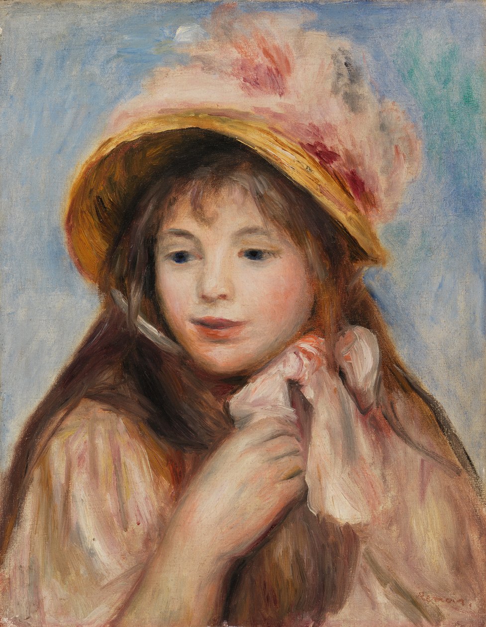 Girl with Pink Bonnet by Pierre-Auguste Renoir