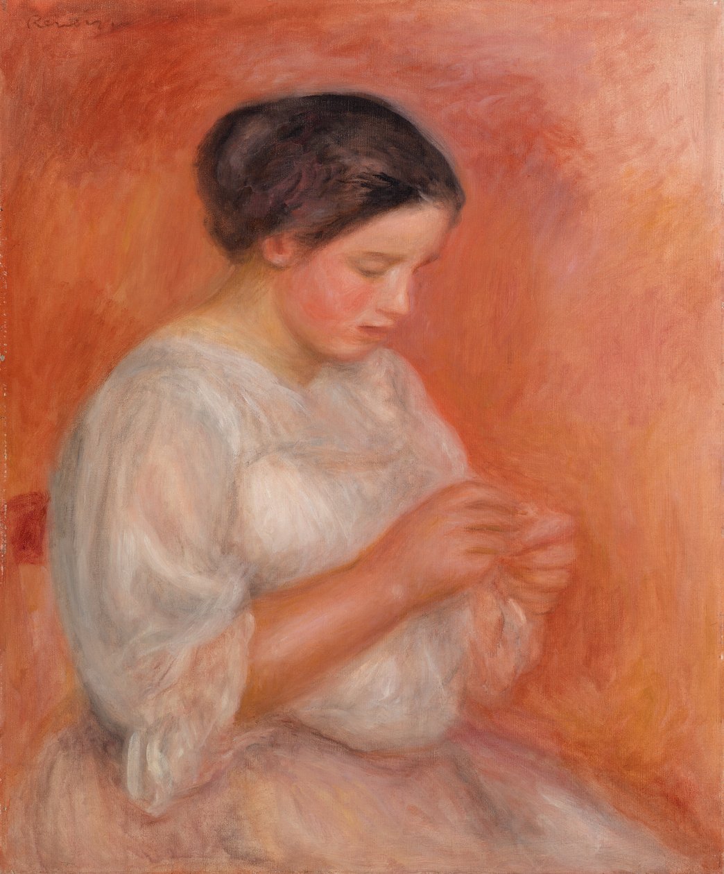 Woman Sewing by Pierre-Auguste Renoir